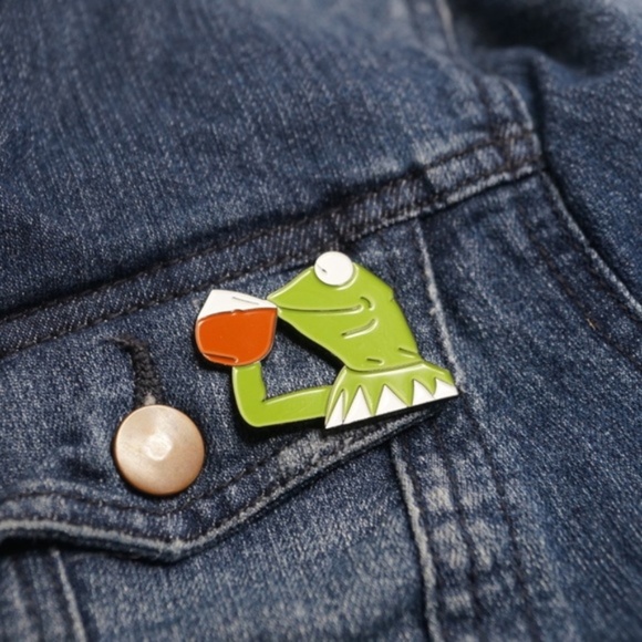 Accessories - Frog Sipping Tea Pepe Meme Enamel Pin